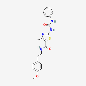 molecular formula C21H22N4O3S B3011134 N-(4-methoxyphenethyl)-4-methyl-2-(3-phenylureido)thiazole-5-carboxamide CAS No. 941886-19-7