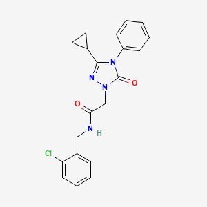 molecular formula C20H19ClN4O2 B3011177 N-(2-chlorobenzyl)-2-(3-cyclopropyl-5-oxo-4-phenyl-4,5-dihydro-1H-1,2,4-triazol-1-yl)acetamide CAS No. 1396853-88-5