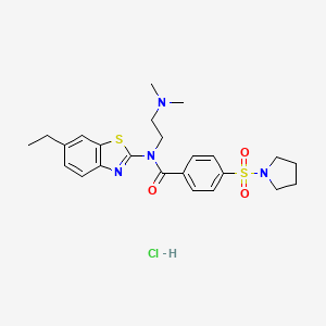 molecular formula C24H31ClN4O3S2 B3011182 N-(2-(dimethylamino)ethyl)-N-(6-ethylbenzo[d]thiazol-2-yl)-4-(pyrrolidin-1-ylsulfonyl)benzamide hydrochloride CAS No. 1216914-71-4
