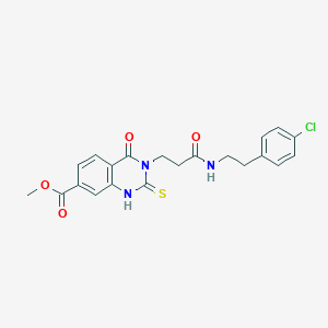 molecular formula C21H20ClN3O4S B3011202 Methyl 3-(3-((4-chlorophenethyl)amino)-3-oxopropyl)-4-oxo-2-thioxo-1,2,3,4-tetrahydroquinazoline-7-carboxylate CAS No. 946330-02-5