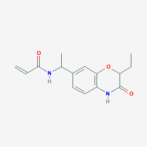 molecular formula C15H18N2O3 B3011215 N-[1-(2-ethyl-3-oxo-3,4-dihydro-2H-1,4-benzoxazin-7-yl)ethyl]prop-2-enamide CAS No. 2094351-69-4