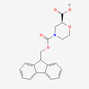 molecular formula C20H19NO5 B3011242 (2S)-4-(9H-fluoren-9-ylmethoxycarbonyl)morpholine-2-carboxylic acid CAS No. 1629738-61-9