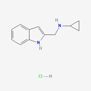 molecular formula C12H15ClN2 B3011253 N-(1H-Indol-2-ylmethyl)cyclopropanamine;hydrochloride CAS No. 2287315-98-2