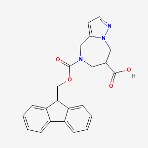 molecular formula C23H21N3O4 B3011257 5-(9H-Fluoren-9-ylmethoxycarbonyl)-4,6,7,8-tetrahydropyrazolo[1,5-a][1,4]diazepine-7-carboxylic acid CAS No. 2287334-01-2