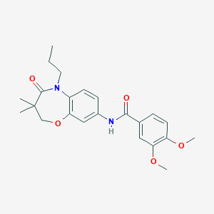 molecular formula C23H28N2O5 B3011298 N-(3,3-dimethyl-4-oxo-5-propyl-2,3,4,5-tetrahydrobenzo[b][1,4]oxazepin-8-yl)-3,4-dimethoxybenzamide CAS No. 921525-96-4