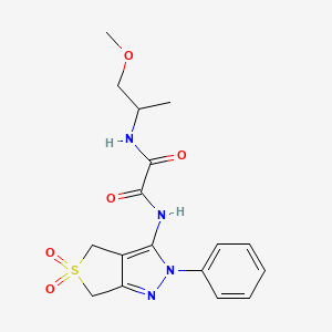 molecular formula C17H20N4O5S B3011329 N1-(5,5-dioxido-2-phenyl-4,6-dihydro-2H-thieno[3,4-c]pyrazol-3-yl)-N2-(1-methoxypropan-2-yl)oxalamide CAS No. 899733-04-1