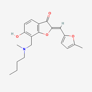 molecular formula C20H23NO4 B3011351 (Z)-7-((butyl(methyl)amino)methyl)-6-hydroxy-2-((5-methylfuran-2-yl)methylene)benzofuran-3(2H)-one CAS No. 896858-57-4