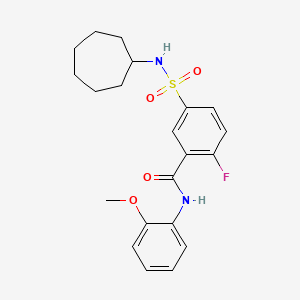 5-(cycloheptylsulfamoyl)-2-fluoro-N-(2-methoxyphenyl)benzamide