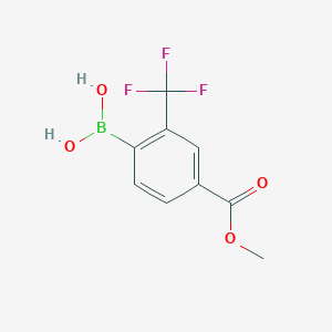molecular formula C9H8BF3O4 B3011368 4-(METHOXYCARBONYL)-2-(TRIFLUOROMETHYL)PHENYLBORONIC ACID CAS No. 2377607-76-4