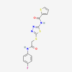 molecular formula C15H11FN4O2S3 B3011369 N-(5-((2-((4-fluorophenyl)amino)-2-oxoethyl)thio)-1,3,4-thiadiazol-2-yl)thiophene-2-carboxamide CAS No. 392297-49-3
