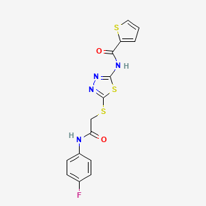 N-(5-((2-((4-fluorophenyl)amino)-2-oxoethyl)thio)-1,3,4-thiadiazol-2-yl)thiophene-2-carboxamide