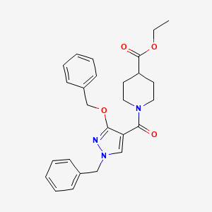 molecular formula C26H29N3O4 B3011375 ethyl 1-(1-benzyl-3-(benzyloxy)-1H-pyrazole-4-carbonyl)piperidine-4-carboxylate CAS No. 1013766-20-5