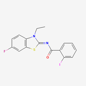 N-(3-ethyl-6-fluoro-1,3-benzothiazol-2-ylidene)-2-iodobenzamide