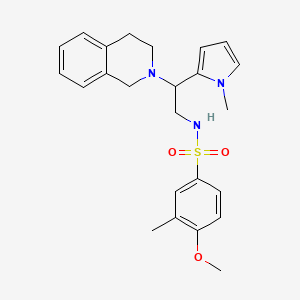 molecular formula C24H29N3O3S B3011418 N-(2-(3,4-dihydroisoquinolin-2(1H)-yl)-2-(1-methyl-1H-pyrrol-2-yl)ethyl)-4-methoxy-3-methylbenzenesulfonamide CAS No. 1049469-38-6