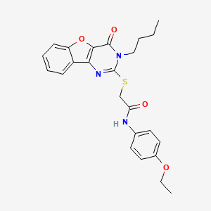 molecular formula C24H25N3O4S B3011419 2-[(3-丁基-4-氧代-3,4-二氢[1]苯并呋喃[3,2-d]嘧啶-2-基)硫代]-N-(4-乙氧基苯基)乙酰胺 CAS No. 899941-12-9