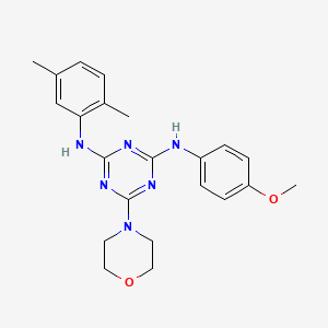molecular formula C22H26N6O2 B3011422 N-(2,5-dimethylphenyl)-N'-(4-methoxyphenyl)-6-(morpholin-4-yl)-1,3,5-triazine-2,4-diamine CAS No. 521935-73-9