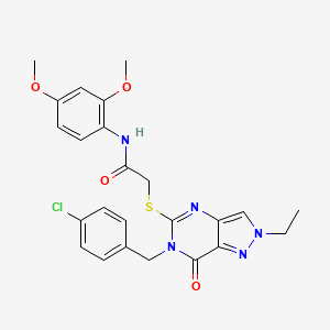 molecular formula C24H24ClN5O4S B3011427 2-((6-(4-氯苄基)-2-乙基-7-氧代-6,7-二氢-2H-吡唑并[4,3-d]嘧啶-5-基)硫代)-N-(2,4-二甲氧基苯基)乙酰胺 CAS No. 892305-22-5