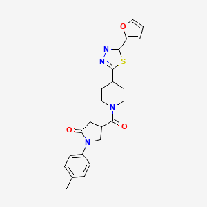 molecular formula C23H24N4O3S B3011438 4-(4-(5-(Furan-2-yl)-1,3,4-thiadiazol-2-yl)piperidine-1-carbonyl)-1-(p-tolyl)pyrrolidin-2-one CAS No. 1226438-01-2