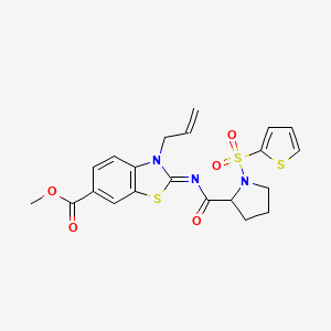 (E)-methyl 3-allyl-2-((1-(thiophen-2-ylsulfonyl)pyrrolidine-2-carbonyl)imino)-2,3-dihydrobenzo[d]thiazole-6-carboxylate