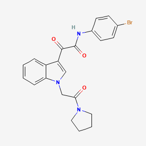molecular formula C22H20BrN3O3 B3011452 N-(4-bromophenyl)-2-oxo-2-{1-[2-oxo-2-(pyrrolidin-1-yl)ethyl]-1H-indol-3-yl}acetamide CAS No. 872849-40-6