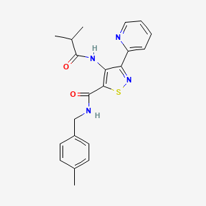 molecular formula C21H22N4O2S B3011476 N-[(4-methylphenyl)methyl]-4-(2-methylpropanamido)-3-(pyridin-2-yl)-1,2-thiazole-5-carboxamide CAS No. 1251543-42-6