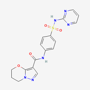 molecular formula C17H16N6O4S B3011505 N-(4-(N-(嘧啶-2-基)磺酰基)苯基)-6,7-二氢-5H-吡唑并[5,1-b][1,3]恶嗪-3-甲酰胺 CAS No. 1428375-66-9
