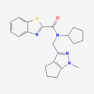 molecular formula C21H24N4OS B3011520 N-cyclopentyl-N-((1-methyl-1,4,5,6-tetrahydrocyclopenta[c]pyrazol-3-yl)methyl)benzo[d]thiazole-2-carboxamide CAS No. 2034619-28-6