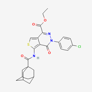 molecular formula C26H26ClN3O4S B3011527 ethyl 5-(adamantane-1-amido)-3-(4-chlorophenyl)-4-oxo-3H,4H-thieno[3,4-d]pyridazine-1-carboxylate CAS No. 851950-12-4