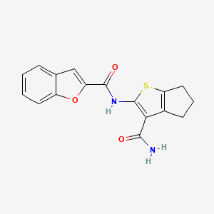 molecular formula C17H14N2O3S B3011532 N-{3-carbamoyl-4H,5H,6H-cyclopenta[b]thiophen-2-yl}-1-benzofuran-2-carboxamide CAS No. 637312-74-4