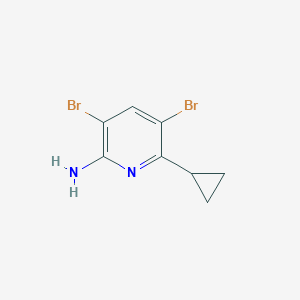 molecular formula C8H8Br2N2 B3011654 3,5-Dibromo-6-cyclopropylpyridin-2-amine CAS No. 1808846-52-7