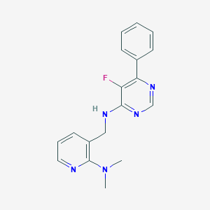 molecular formula C18H18FN5 B3011742 N-[[2-(Dimethylamino)pyridin-3-yl]methyl]-5-fluoro-6-phenylpyrimidin-4-amine CAS No. 2415500-32-0