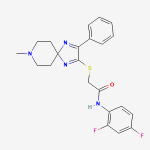 molecular formula C22H22F2N4OS B3011902 N-(2,4-difluorophenyl)-2-((8-methyl-3-phenyl-1,4,8-triazaspiro[4.5]deca-1,3-dien-2-yl)thio)acetamide CAS No. 1189487-38-4