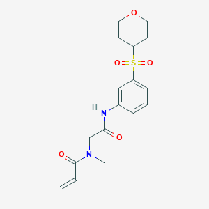 molecular formula C17H22N2O5S B3011914 N-Methyl-N-[2-[3-(oxan-4-ylsulfonyl)anilino]-2-oxoethyl]prop-2-enamide CAS No. 2199828-97-0