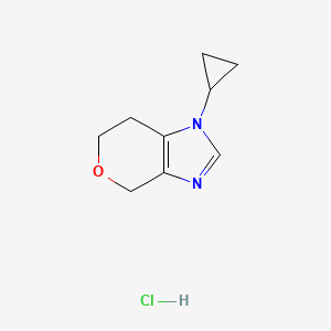 molecular formula C9H13ClN2O B3011920 1-cyclopropyl-1H,4H,6H,7H-pyrano[3,4-d]imidazole hydrochloride CAS No. 2172595-14-9