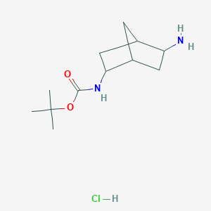 molecular formula C12H23ClN2O2 B3011923 Tert-butyl N-(5-amino-2-bicyclo[2.2.1]heptanyl)carbamate;hydrochloride CAS No. 2309474-99-3