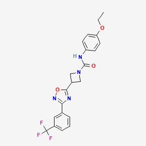 molecular formula C21H19F3N4O3 B3011926 N-(4-ethoxyphenyl)-3-(3-(3-(trifluoromethyl)phenyl)-1,2,4-oxadiazol-5-yl)azetidine-1-carboxamide CAS No. 1351658-30-4