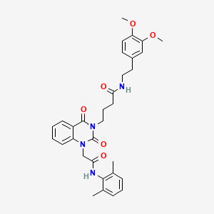 molecular formula C32H36N4O6 B3011964 N-(3,4-dimethoxyphenethyl)-4-(1-(2-((2,6-dimethylphenyl)amino)-2-oxoethyl)-2,4-dioxo-1,2-dihydroquinazolin-3(4H)-yl)butanamide CAS No. 899787-90-7