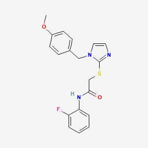 molecular formula C19H18FN3O2S B3011979 N-(2-fluorophenyl)-2-({1-[(4-methoxyphenyl)methyl]-1H-imidazol-2-yl}sulfanyl)acetamide CAS No. 893372-87-7