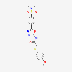 molecular formula C19H20N4O5S2 B3011996 N-(5-(4-(N,N-dimethylsulfamoyl)phenyl)-1,3,4-oxadiazol-2-yl)-2-((4-methoxyphenyl)thio)acetamide CAS No. 1170624-51-7