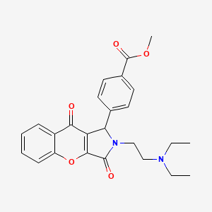 molecular formula C25H26N2O5 B3012009 Methyl 4-(2-(2-(diethylamino)ethyl)-3,9-dioxo-1,2,3,9-tetrahydrochromeno[2,3-c]pyrrol-1-yl)benzoate CAS No. 631865-69-5