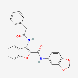 molecular formula C24H18N2O5 B3012021 N-(2H-1,3-benzodioxol-5-yl)-3-(2-phenylacetamido)-1-benzofuran-2-carboxamide CAS No. 888462-86-0