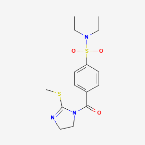 molecular formula C15H21N3O3S2 B3012037 N,N-diethyl-4-(2-(methylthio)-4,5-dihydro-1H-imidazole-1-carbonyl)benzenesulfonamide CAS No. 851863-57-5
