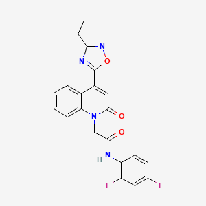 molecular formula C21H16F2N4O3 B3012134 N-(2,4-difluorophenyl)-2-(4-(3-ethyl-1,2,4-oxadiazol-5-yl)-2-oxoquinolin-1(2H)-yl)acetamide CAS No. 1251616-36-0