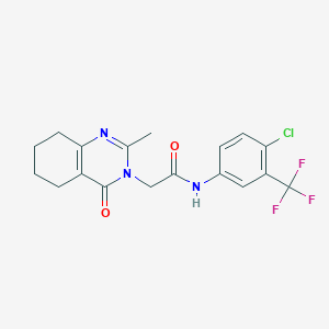 molecular formula C18H17ClF3N3O2 B3012173 N-(4-chloro-3-(trifluoromethyl)phenyl)-2-(2-methyl-4-oxo-5,6,7,8-tetrahydroquinazolin-3(4H)-yl)acetamide CAS No. 1251704-00-3