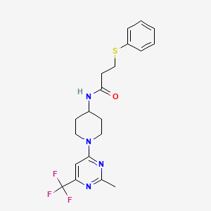 molecular formula C20H23F3N4OS B3012178 N-(1-(2-methyl-6-(trifluoromethyl)pyrimidin-4-yl)piperidin-4-yl)-3-(phenylthio)propanamide CAS No. 2034439-04-6
