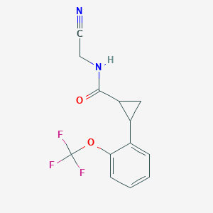 molecular formula C13H11F3N2O2 B3012214 N-(Cyanomethyl)-2-[2-(trifluoromethoxy)phenyl]cyclopropane-1-carboxamide CAS No. 1436139-34-2