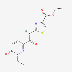 molecular formula C13H14N4O4S B3012221 Ethyl 2-(1-ethyl-6-oxo-1,6-dihydropyridazine-3-carboxamido)thiazole-4-carboxylate CAS No. 1049527-52-7