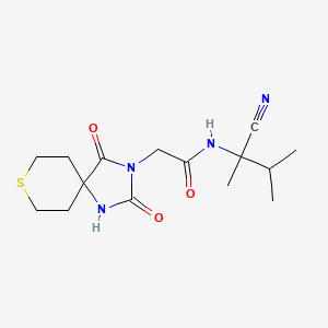 molecular formula C15H22N4O3S B3012242 N-(1-cyano-1,2-dimethylpropyl)-2-{2,4-dioxo-8-thia-1,3-diazaspiro[4.5]decan-3-yl}acetamide CAS No. 1311804-23-5