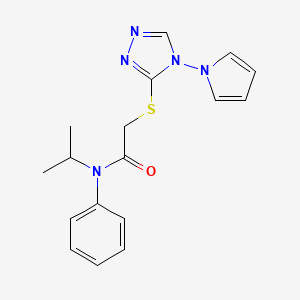 molecular formula C17H19N5OS B3012263 N-phenyl-N-(propan-2-yl)-2-{[4-(1H-pyrrol-1-yl)-4H-1,2,4-triazol-3-yl]sulfanyl}acetamide CAS No. 877815-90-2