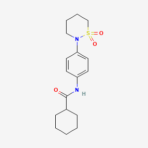molecular formula C17H24N2O3S B3012269 N-(4-(1,1-dioxido-1,2-thiazinan-2-yl)phenyl)cyclohexanecarboxamide CAS No. 899979-88-5